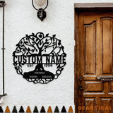 Life Tree Name Metal Sign with LED Lights Personalized Family Name Metal Sign Family Wall Decor Personalized Wall Art