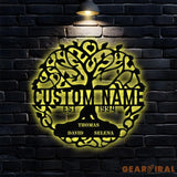 Life Tree Name Metal Sign with LED Lights Personalized Family Name Metal Sign Family Wall Decor Personalized Wall Art