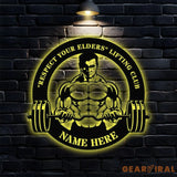 Lifting Club - Personalized Custom Shaped Metal Sign - Personalized Monogram Wall Art - Last Name Initial Hanging