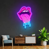Lips Dripping Led Neon Acrylic Artwork