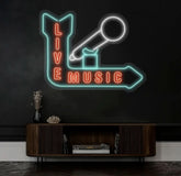 LIVE MUSIC LED Neon Sign Personalized Neon Light Up Sign Bar Nightclub Music Studio Wall Decor Living Room Decoration