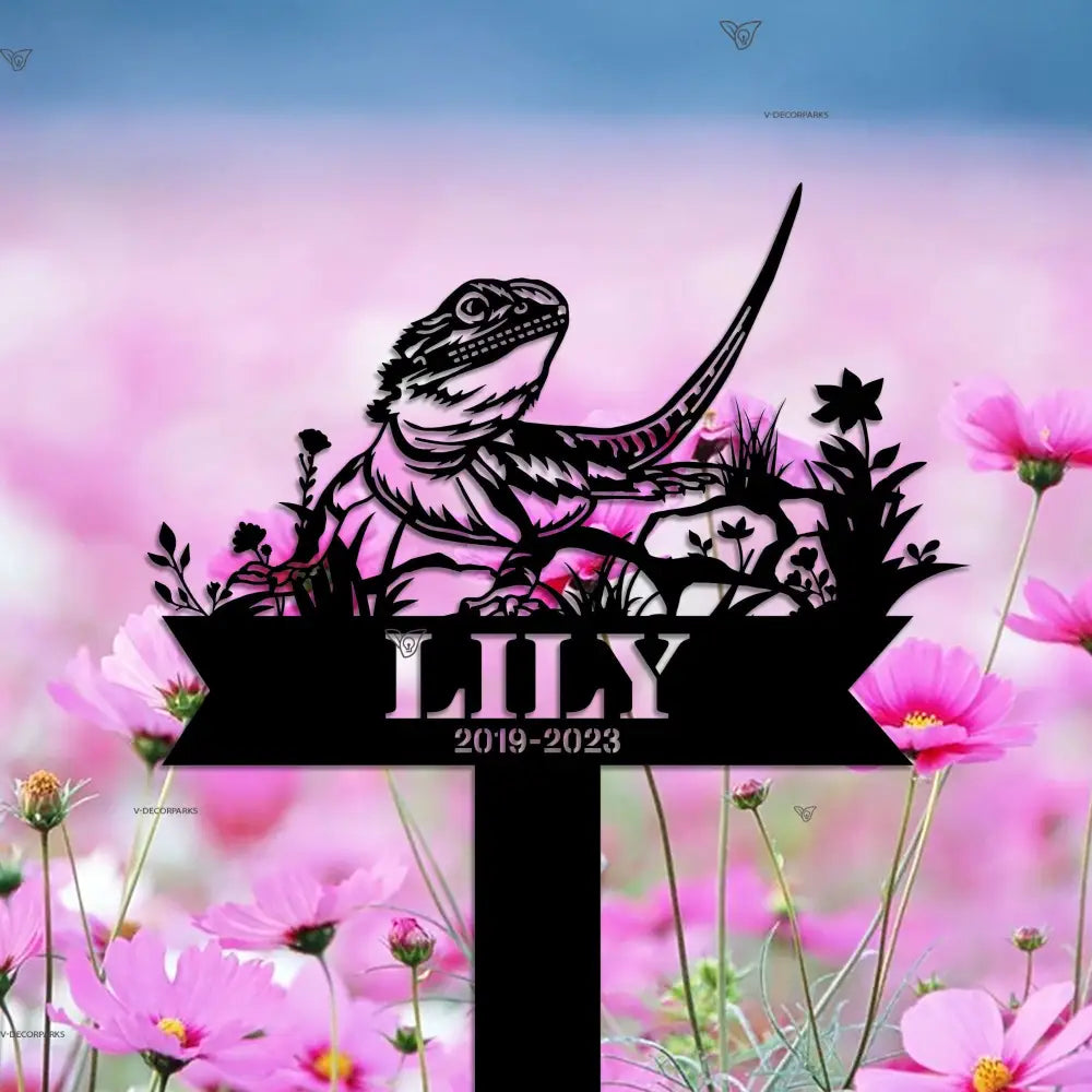 Lizard Pet Loss Memorial - Sympathy Sign - Custom Bearded Dragon Memorial Stake - Garden Decor | GearViral