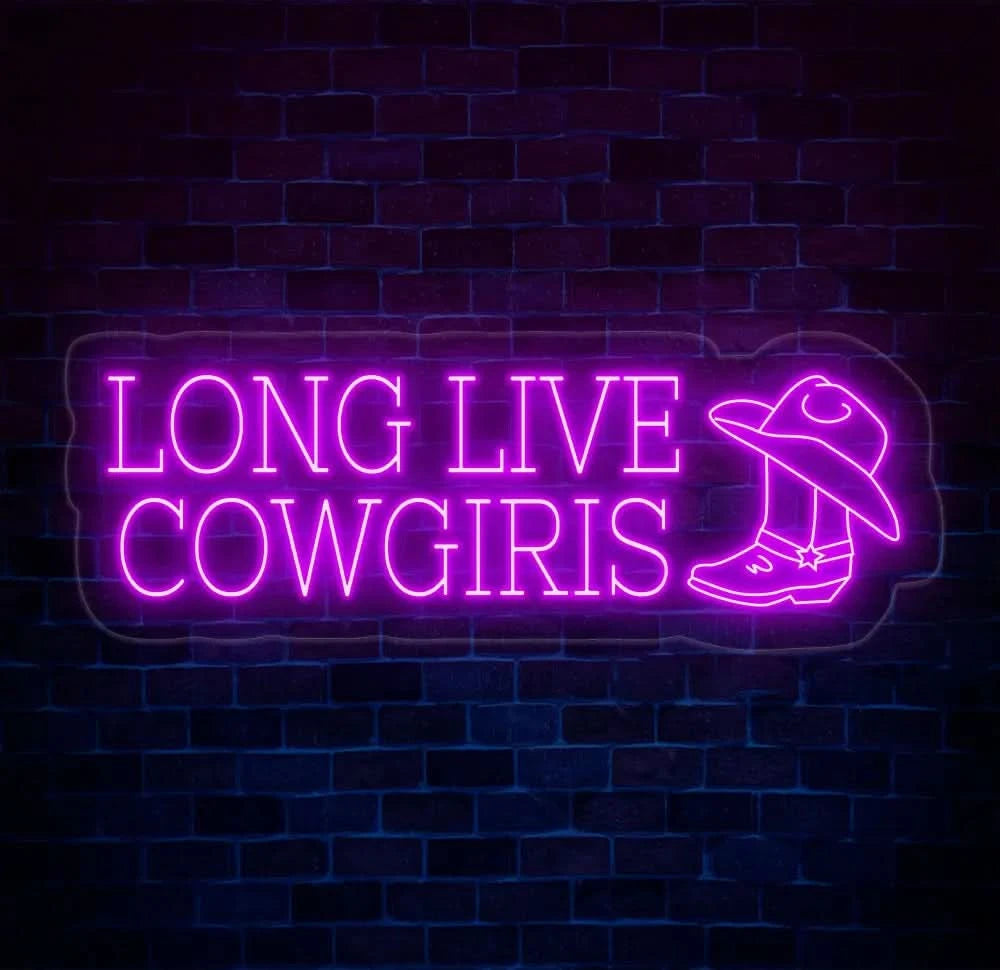 Long Live Cowgirls Neon Sign - Custom LED Light for Cowgirl Lovers Western Party Decor Bedroom Wall Art Unique Cowgirl