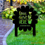 Love Grows Here Garden Sign Metal Stake Personalized Name Yard Sign Outdoor Door Garden Decor Metal Sign Garden Lovers