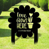 Love Grows Here Garden Sign Metal Stake Personalized Name Yard Sign Outdoor Door Garden Decor Metal Sign Garden Lovers