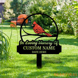 Loving Memories Cardinal Stake Metal Sign Memorial Plaque Buffterfly Grave Marker Personalized Garden Sign Remembrance