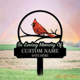 Loving Memories Cardinal Stake Metal Sign Memorial Plaque Buffterfly Grave Marker Personalized Garden Sign Remembrance