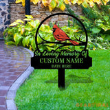 Loving Memories Cardinal Stake Metal Sign Memorial Plaque Buffterfly Grave Marker Personalized Garden Sign Remembrance