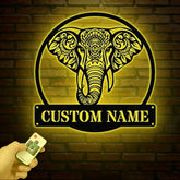 Mandala Elephant Metal Wall Art with Led Lights Metal Wall Decor Wall Decor Wall Hangings Home Metal Decor Animal Wall