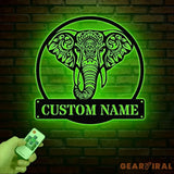 Mandala Elephant Metal Wall Art with Led Lights Metal Wall Decor Wall Decor Wall Hangings Home Metal Decor Animal Wall