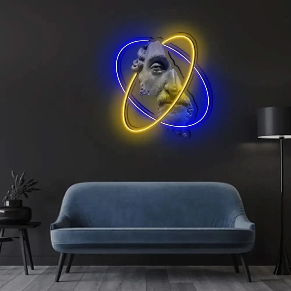 Marcus Aurelius Half Face Neon x Acrylic Artwork