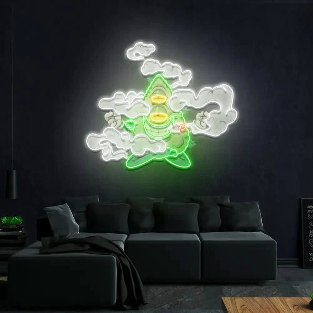 Marijuana Bud Cartoon Artwork Led Neon Sign Light