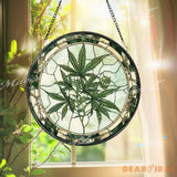 Marijuana Leaf Stained Glass Suncatcher Cannabis Plant Window Hanging Stoner Home Decor Unique Gift for Weed Lover