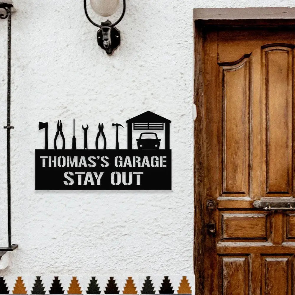 Master of The Garage Monogram Metal Sign Personalized Family Name Led Metal Sign Outdoor Door Decor Address Wall Art