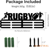 Medal Holder Rugby Pattern Medals Display Black Iron Wall Mounted Hooks for Competition Medal Holder Display Wall