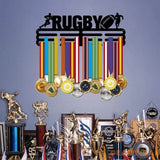 Medal Holder Rugby Pattern Medals Display Black Iron Wall Mounted Hooks for Competition Medal Holder Display Wall