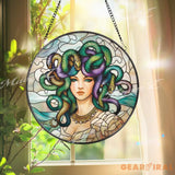 Medusa Stained Glass Suncatcher Mythical Goddess Window Panel Greek Mythology Decor Feminine Serpent Hair Art Gift