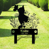 Memorial Cat Metal Sign - Personalized Remembrance Stake - Garden Cat Memorial - Cat Buffterfly Grave Marker - Memorial