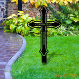 Memorial Cross Garden Memorial Sign Memorial Metal Stake Personalized Name Yard Sign Outdoor Door Garden Decor Metal