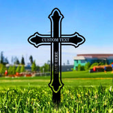 Memorial Cross Garden Memorial Sign Memorial Metal Stake Personalized Name Yard Sign Outdoor Door Garden Decor Metal