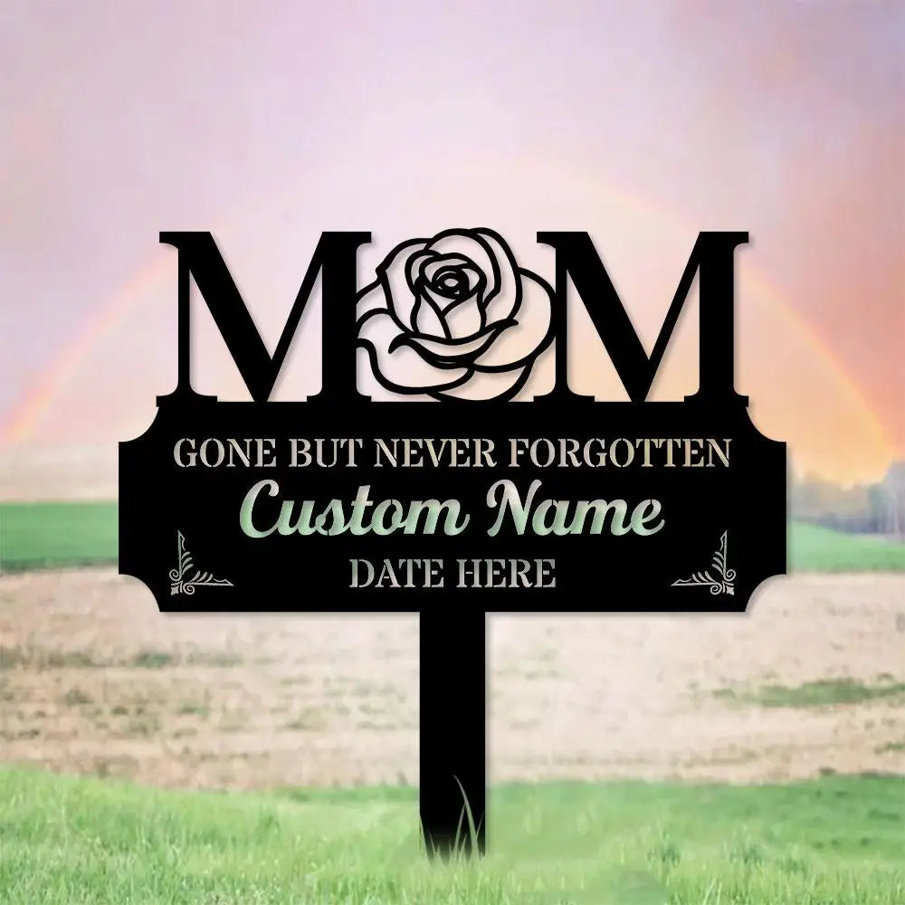 Memorial Mom Remembering Plaque with Stake Personalized Metal Garden Marker Memorial Metal Sign Sympathy Gift Grave