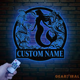 Mermaid Metal Sign with LED Lights Personalized Mermaid Wall Art Custom Metal Mermaid Wall Hanging for Home or Beach