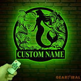 Mermaid Metal Sign with LED Lights Personalized Mermaid Wall Art Custom Metal Mermaid Wall Hanging for Home or Beach