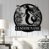 Mermaid Metal Sign with LED Lights Personalized Mermaid Wall Art Custom Metal Mermaid Wall Hanging for Home or Beach