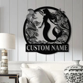 Mermaid Metal Sign with LED Lights Personalized Mermaid Wall Art Custom Metal Mermaid Wall Hanging for Home or Beach