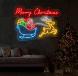 Merry Christmas Neon Sign - LED Christmas Lights Santa Claus Decor Best Holiday Gift Festive Merry Christmas LED Sign