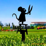 Metal Garden Stake Silhouette Mouse With Scissors Design - Perfect Housewarming Gift for Pet Lovers - Family Gift