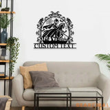 Metal Halloween Headless Horseman Sign with Led Light Happy Halloween Metal Sign Scary Spooky Sign Halloween Party