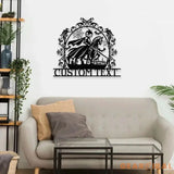 Metal Halloween Headless Horseman Sign with Led Light Happy Halloween Metal Sign Scary Spooky Sign Halloween Party
