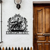 Metal Halloween Headless Horseman Sign with Led Light Happy Halloween Metal Sign Scary Spooky Sign Halloween Party