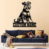 Metal Schnauzer Sign with LED Light Custom Schnauzer Dog Decor Personalized Dog House Sign Schnauzer Metal Wall Art Pet