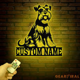 Metal Schnauzer Sign with LED Light Custom Schnauzer Dog Decor Personalized Dog House Sign Schnauzer Metal Wall Art Pet