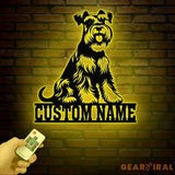 Metal Schnauzer Sign with LED Light Custom Schnauzer Dog Decor Personalized Dog House Sign Schnauzer Metal Wall Art Pet