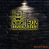 Metal Sign Baby Elephant Name Sign Elephant Name LED Lights Elephant Sign Outdoor Door Elephant Elephant Room Name