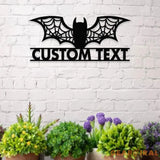 Metal Sign Bat Halloween Name Sign Personalized Name LED Lights Halloween Sign Outdoor Door Monogram Halloween Metal