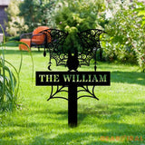 Metal Sign Bat Halloween Name Sign Personalized Name LED Lights Halloween Sign Outdoor Door Monogram Halloween Metal