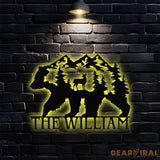 Metal Sign Christmas Bear Family Name Sign Personalized Split Letter Last Name Bear Sign Outdoor Door Bear Monogram