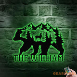 Metal Sign Christmas Bear Family Name Sign Personalized Split Letter Last Name Bear Sign Outdoor Door Bear Monogram