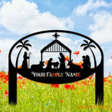 Metal Sign Christmas Nativity Yard Stake Personalized Family Name Yard Sign Garden Decor,Gift for Garden Lovers Gift