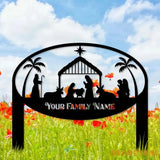 Metal Sign Christmas Nativity Yard Stake Personalized Family Name Yard Sign Garden Decor,Gift for Garden Lovers Gift