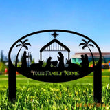 Metal Sign Christmas Nativity Yard Stake Personalized Family Name Yard Sign Garden Decor,Gift for Garden Lovers Gift