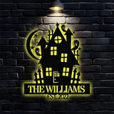 Metal Sign Halloween Castle Decorative Name Sign Personalized Split Letter Last Name Halloween Sign Outdoor Door