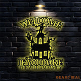 Metal Sign Halloween Castle If You Dare Decorative Name Sign Personalized Split Letter Last Name Halloween Sign Outdoor
