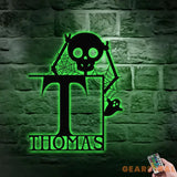 Metal Sign Halloween Funny Skull Decorative Name Sign Personalized Split Letter Last Name Halloween Sign Outdoor Door