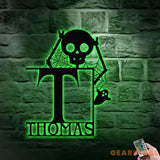 Metal Sign Halloween Funny Skull Decorative Name Sign Personalized Split Letter Last Name Halloween Sign Outdoor Door