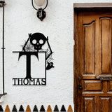 Metal Sign Halloween Funny Skull Decorative Name Sign Personalized Split Letter Last Name Halloween Sign Outdoor Door